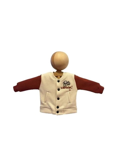 Erkek Bebek 3 İplik Sırt Baskılı Şardonlu Kolej Ceket-15452 Bej