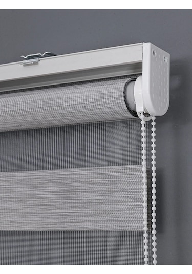 Ithal Kalın Gri Zebra Stor Güneşlik Perde Etek Düz Alüminyum Kasa Metal Ayak