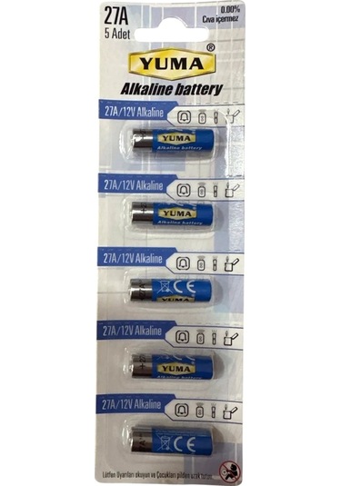 Yuma 27a Mn27 V27a V27ga 12 Volt Alkalin Pil 5 Li Paket