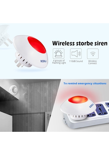 Gajeena Keruı 433mhz Kablosuz Alarm Siren Ve Flaşör, Kablosuz Dedektör Bağlantılı, Kr-j009 Model, Kırmızı Işık Ve Sesli Uyarı Sistemi