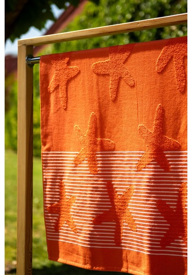 Menderes Home Cotton Collection Bukle Plaj Havlusu Yıldız Orange