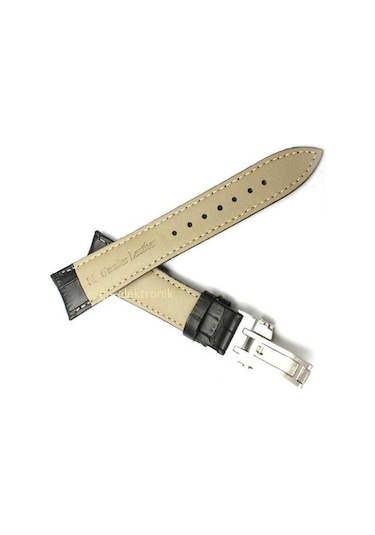 Bizon Deri Saat Kayışı 22Mm Spor Siyah Klipsli Saat Kordonu (305759555)