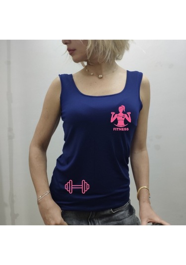 Kalin Askılı Baskılı Kolsuz Tişört S/3xl Saks Mavi