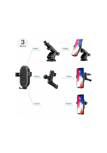 Youmex Dodocool 10w Hızlı Kablosuz Araç Şarj Cihazı Kütleçekli Tutucu - Dashboard/sınıf Camı Emici + 2 Havalandırma Grili + 1m Micro-usb Kablosu - Qi Uyumlu Telefonlar İçin Siyah