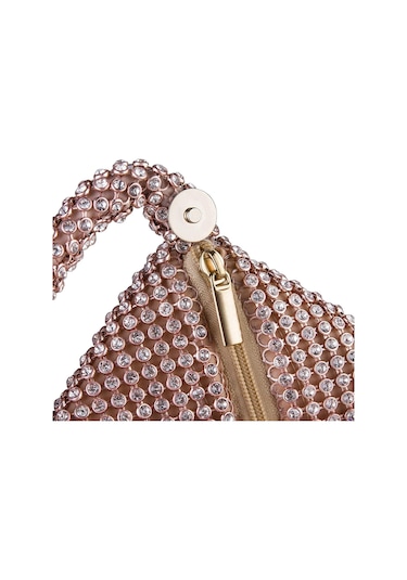 Dofolink Gümüş Büyük Taşlı Gece Çantası - El Kayışıyla Düğün, Parti Ve Özel Etkinlikler İçin Trihedral Şapka Kapanmalı Parlak Clutch GÜMÜŞ