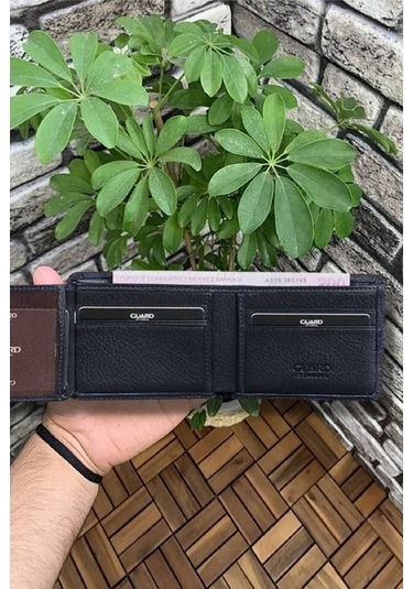 Derije Hakiki Deri Lacivert Spor Şeritli Erkek Cüzdanı T653 Çok Renkli