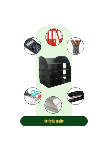 Masa Düzenleyici Organizer Evrak Rafı Masaüstü Organizer Model 6 - Siyah