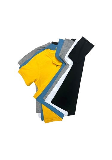 Çocuk Basic T-shirt Kız Erkek Unisex %100 Pamuk 5'li Paket Ek-1