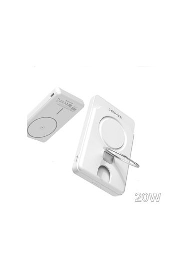 Lenyes Pw0006d Pd 20w Hızlı Şarj Özellikli Kartlıklı Standlı Wireless Powerbank 15w 5000mah Beyaz