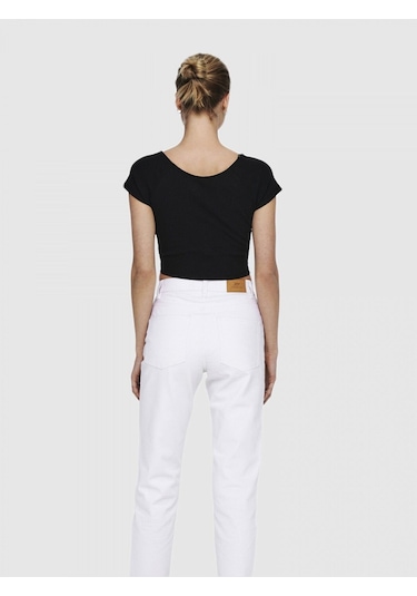 Only Kadın Siyah Short Top Çapraz Crop - 15230889 001