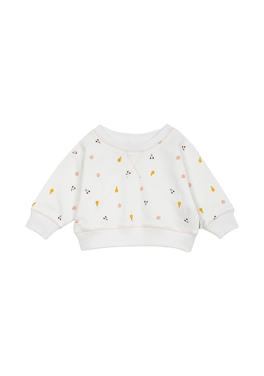 Antebies Organik Beyaz Kız Bebek Sweatshirt Çok Renkli