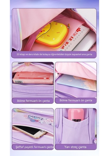 Sevimli Kuromi Öğrenci Hafif Okul Çantası - Mor - Küçük