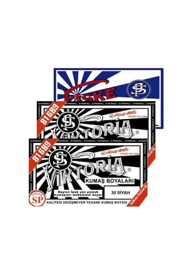 Victoria 2 Adet Siyah Kumaş Boyası 1 Adet Fiske Sabitleyici