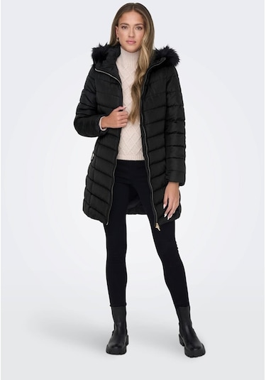 Only Onlellan Quılt Hood Fur Coat Lıfe Cc Otw 001