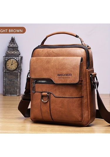 Erkekler İçin Çapraz Askılı Çanta Üst Düzey Erkek Omuz Çantası Retro İş Sırt Çantası Erkek Çantası Günlük Omuz Çantası Koyu Kahverengi-1 Koyu Kahverengi