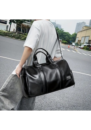 Sandwich Geniş Omuz Askılı Spor Çantası Siyah Büyük Kapasiteli Islak Kuru Ayırıcı Seyahat Hafif Sırt Çantası Siyah