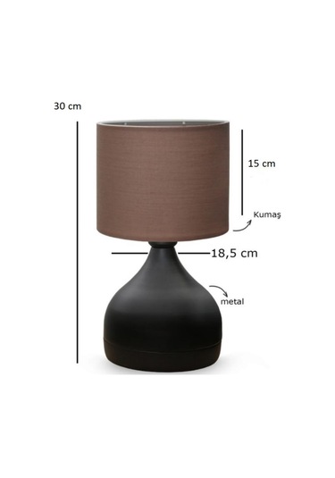 Milano Metal Gövdeli Abajur Kahve Kumaş Başlık Yatak Odası Salon Cafe Aydınlatma Çok Renkli