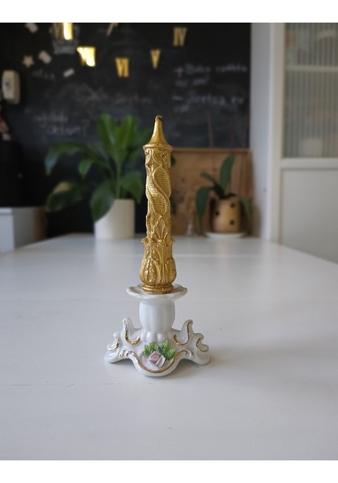 Osmanlı Şamdan Mum 16 Cm Yükseklik Altın Yaldızlı