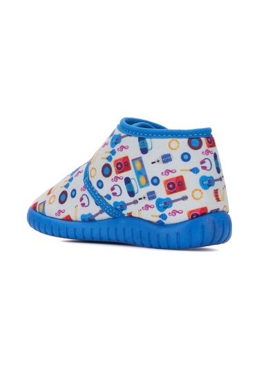 Günlük Unisex Çocuk Panduf Ev Ayakkabısı Esnek Kaymaz Taban Cırtlı Kreş Anaokulu Ayakkabı 263 Saks