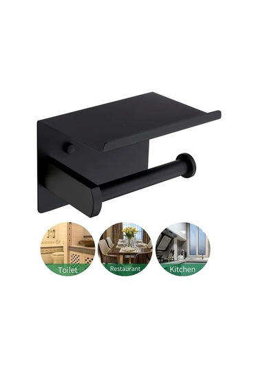 Novahub Raflı Tuvalet Kağıdı Tutucusu, Mat Siyah Sus304 Paslanmaz Çelik, Kendinden Yapışkanlı/duvara Monte, Mutfak/banyo İçin Diğer