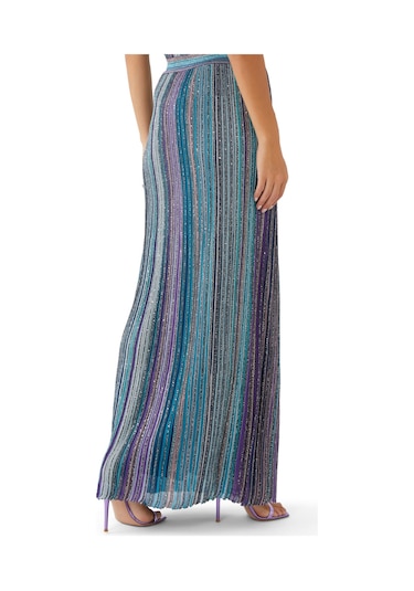Missoni Payetli Triko Maxi Etek Mavi