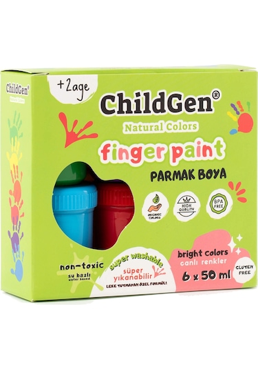 Childgen Süper Yıkanabilir 6'lı Parmak Boya Seti 6 x 50 G