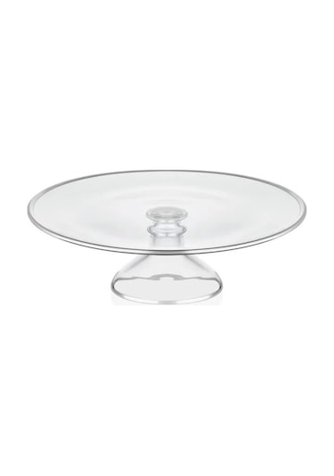 Decorium Cam Ayaklı 33 Cm Servis Tabağı Dalia Platin M06461-ab