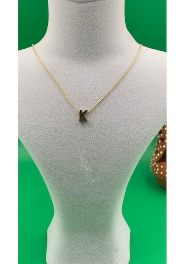 14k Altın Renginde K Harf Minimal Model Çelik Kadın Kolye Altın