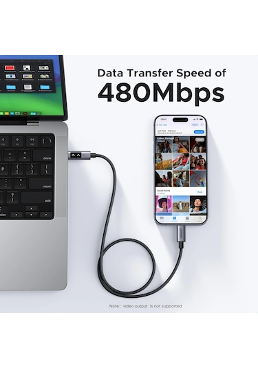 Ugreen Uno Usb-c 100w 5a Qc Pd Örgülü Hızlı Şarj Kablosu, 1 Metre, Siyah, 35501