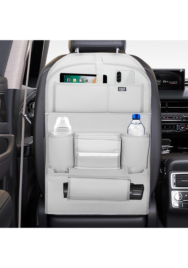 Bod Deri Masalı Oto Koltuk Arkası Koruyucu Eşya Düzenleyici Araç içi Organizer Gri
