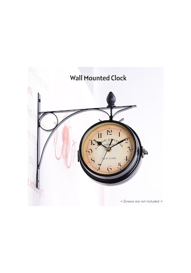 Qingmipy "retro Çift Taraflı Duvar Saati - Sessiz Mekanizma İle Şık Dekorasyon" Siyah