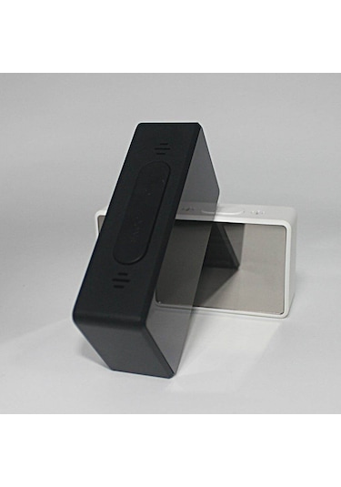 Aynalı Dijital Saat Ertelemeli Yatak Başı Çalar Saat Led Ekranlı 12/24 Saat Çift Formatlı Saat Pilsiz - Siyah Siyah