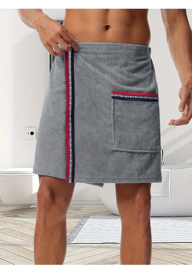 Erkekler İçin Sarma Havlusu Banyo Duş Spa Sauna Spor Cepli