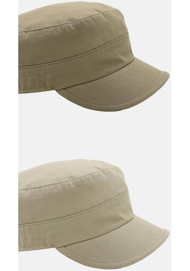 Erkek Fidel Castro Şapka 2'li Kep Rozet Detaylı Kasket - Koyu Bej - Açık Bej Açık Bej - Koyu Bej