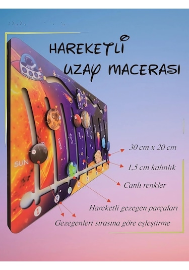 Hareketli Gezegenler Uzay Macerası Ahşap Oyuncak Eğitici Ve Eğlenceli Oyuncak