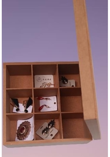 Hobi Dekoratif Model Takı Kutusu Bölmeli Ahşap HAM MDF El Yapımı
