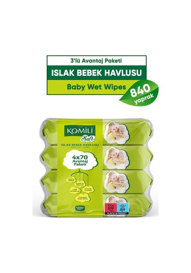 Komili Soft Islak Havlu 4 x 70 - 3'lü Paket - 840 Yaprak