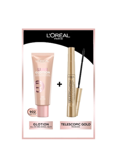 L'Oréal Paris Telescopic Maskara + Glotion All-In-One Doğal Işıltı 902 Light Glow