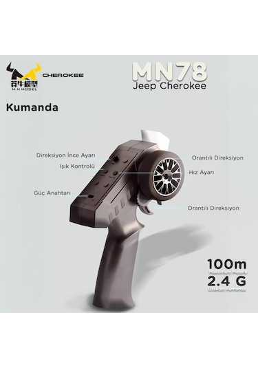 Mn Model Mn78 1/12 Jeep Cherokee 4x4 Rc Model Crawler Offroad Truck Uzaktan Kumandalı Araba Rtr Gümüş+dahili Işık Seti
