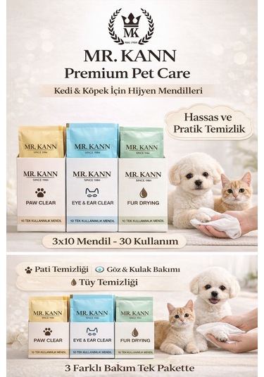 Mr.kann Kedi & Köpek Hijyen Bakım Mendili Mr.kann