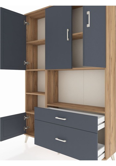 Arges Dolap 7 Raflı 2 Çekmeceli 5 Kapaklı 132x30x195 Çam-antrasit/antrasit Antrasıt/antrasıt Arges Dolap 7 Raflı 2 Çekmeceli 5 Kapaklı 132x30x195 Çam-antrasit/antrasit Antrasıt/antrasıt