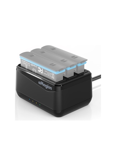 Sringsun Amagisn Ad12 Panoramik Kamera Pil Şarj Cihazı 3 Yuvalı Pil Şarj Hub'ı Type-c Hızlı Şarj Tf Kart Yuvaları Insta360 X4 Pil