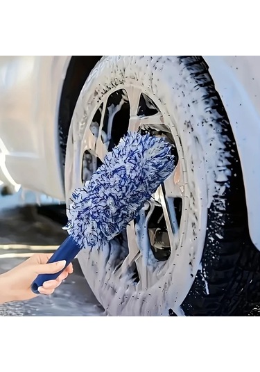 Chuangyinshop Kırmızı Uzun Saplı Mikrofiber Jant Temizleme Fırçası Yumuşak Yıkamalı Çizilmez Lastik Tekerlek