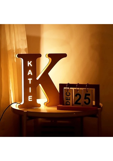 Willowhaven I 1pc Zouwıı Kişiselleştirilmiş Led Duvar Gece Lambası Özel İsim Tarih Üst Kasa Harfler Geri Dönüştürülmüş Ahşap Usb Beslemeli Yatak Odası Dekorasyonu Ahşap