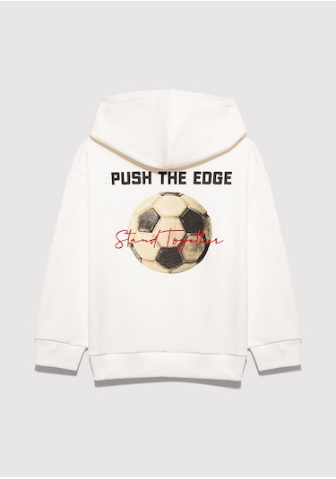 Mavi - Stand Together Baskılı Kapüşonlu Ekru Sweatshirt 6s10181-70057 Ekru