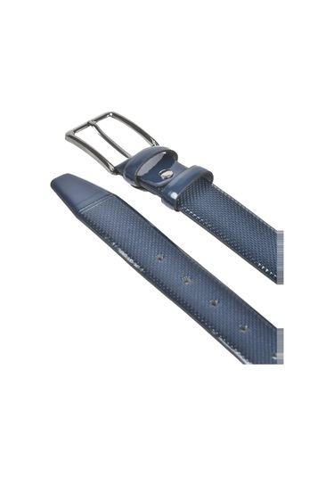 Deepsea Erkek Lacivert Klasik Parlak Suni Deri Kemer 3,5 Cm Lazer İşlemeli Suni Deri Kemer 2502653 Lacivert