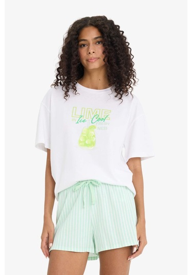 Defacto Regular Fit Şort Pijama Alt-fall İn Love- F3141ax25smgn1139 Yeşil