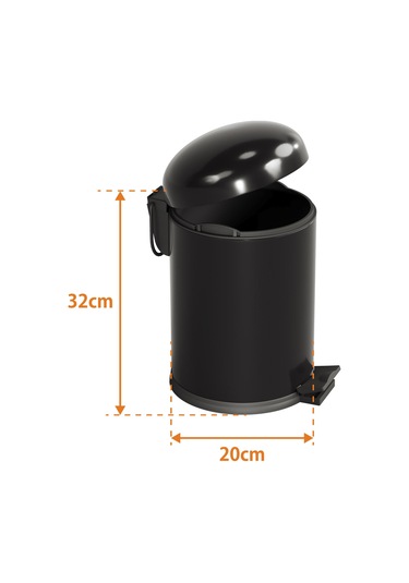Aqua Bagno Smile Çöp Kovası -pedallı 5 Lt. , Mat Siyah