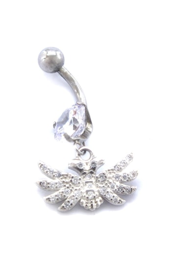 Ferizz 316l Çelik Zirkon Taşlı Kuş Piercing Prc-124 Gümüş