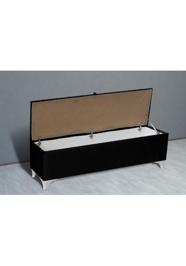 Vetra Sandıklı Bench Puf, Beyaz Siyah